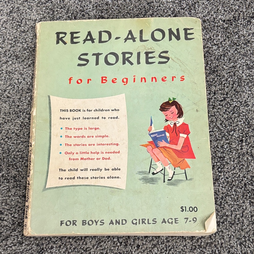 vintage 1958 Read-Alone Stories for Beginners - Green Cover